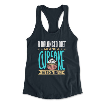Cupcake - A Balanced Diet Womens Racerback Tank in Midnight Navy color